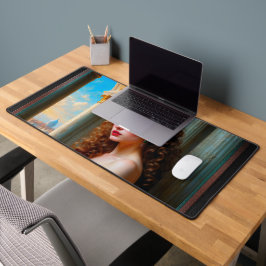 緑エレガントドレスのルネッサンス女性 デスクマット