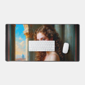 緑エレガントドレスのルネッサンス女性 デスクマット (キーボード&マウス)