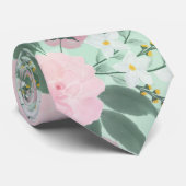 緑エレガントピンクフローラウォーター絵画カラー ネクタイ (ロール)