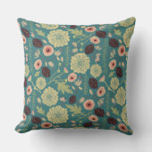 緑エレガントピンク花柄 クッション (正面)