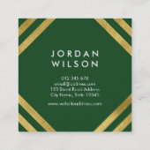 緑エレガントフェイク金ゴールドの正方形線 スクエア名刺 (裏面)