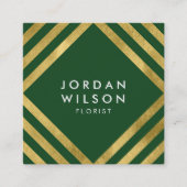 緑エレガントフェイク金ゴールドの正方形線 スクエア名刺 (正面)