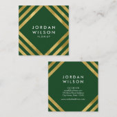 緑エレガントフェイク金ゴールドの正方形線 スクエア名刺 (正面/裏面)