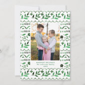 緑エレガントフォーク水彩クリスマスフォト シーズンカード (正面)