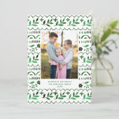 緑エレガントフォーク水彩クリスマスフォト シーズンカード (スタンド正面)