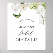 緑エレガントフローラ夏ブライダルシャワー標識 ポスター (正面)
