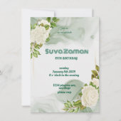 緑エレガントフローラ19番目の誕生日招待状温度 招待状 (正面)