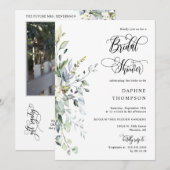 緑エレガントブライダルシャワーQRコード写真 招待状 (正面/裏面)