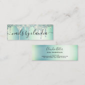 緑エレガントミントグリッターがドスタイリッシュリップする爪、 ネイル スキニー名刺 (正面/裏面)