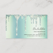 緑エレガントミントグリッターがドスタイリッシュリップする爪、 ネイル 名刺 (裏面)