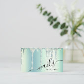 緑エレガントミントグリッターがドスタイリッシュリップする爪、 ネイル 名刺 (スタンド正面)