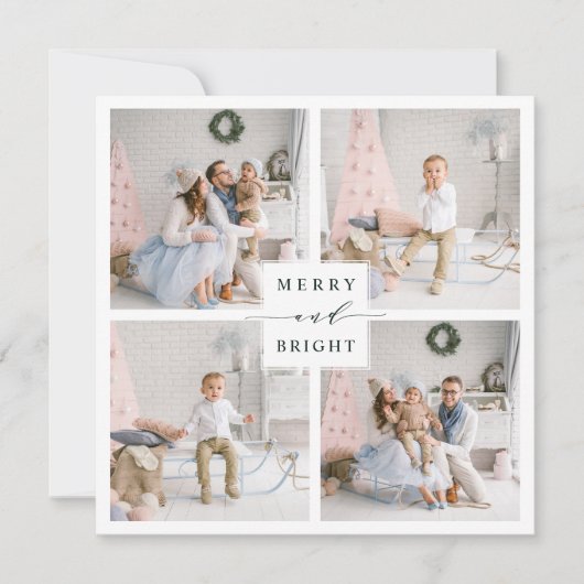 緑エレガントメリーと明るい4枚の写真 シーズンカード (正面)