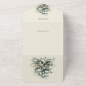 緑エレガントモダンと金ゴールドのクリスマスツリー写真 オールインワン招待状 (外側)