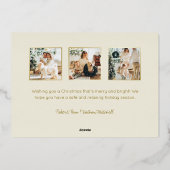 緑エレガントモダンと金ゴールドのクリスマスツリー写真 箔シーズンカード (裏面)