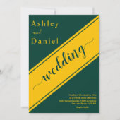 緑エレガントモダンと金ゴールドの繊細結婚さ 招待状 (正面)