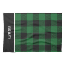 緑エレガントモダンと黒のバッファローの格子柄