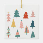 緑エレガントモダンのクリスマスツリーカップルの写真 セラミックオーナメント (裏面)