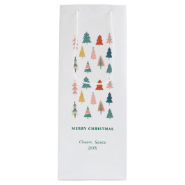 緑エレガントモダンのクリスマスツリーセット ワインギフトバッグ