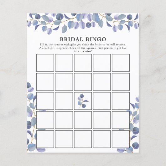 緑エレガントモダンのブライダルシャワービンゴゲーム (正面)