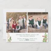 緑エレガントモダンのメリークリスマスの台本の写真 シーズンカード (裏面)