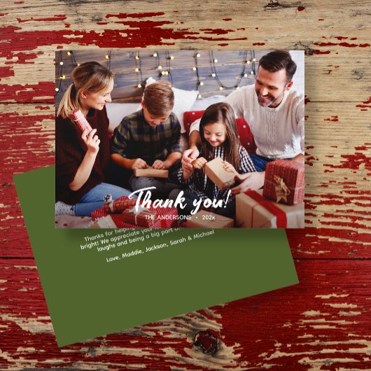 緑エレガントモダンの休日の写真 サンキューカード