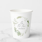 緑エレガントモダンの植物画結婚面 紙コップ (裏面)