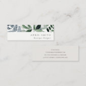 緑エレガントモダンの葉の多い熱帯の葉シダ スキニー名刺 (正面/裏面)