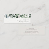 緑エレガントモダンの葉の多い熱帯の葉シダ スキニー名刺 (正面/裏面)