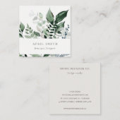 緑エレガントモダンの葉の多い熱帯の葉シダ スクエア名刺 (正面/裏面)