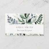 緑エレガントモダンの葉の多い熱帯の葉シダ 名刺 (正面)