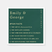 緑エレガントモダンの金ゴールドシンプルおもしろいの事実結婚 スタンダードカクテルナプキン (正面)