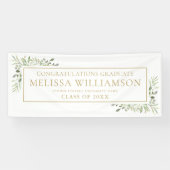 緑エレガントモダンの金ゴールド卒業バナー 横断幕 (横)