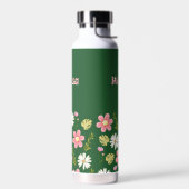 緑エレガントモダンピンクフローラ ウォーターボトル (左面)