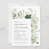 緑エレガントモダン植物画結婚のinvi 招待状 (正面)