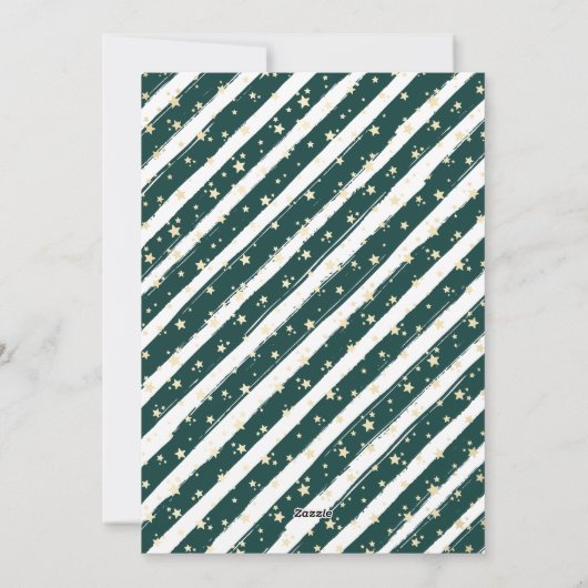 緑エレガントモダン白フォトメリークリスマス シーズンカード (裏面)