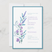 緑エレガントラベンダーウォーター結婚カラーズカード 招待状 (正面)