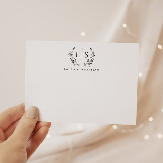 緑エレガントリースモノグラムカップル文房具 ノートカード