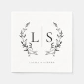 緑エレガントリースモノグラム結婚ズ スタンダードカクテルナプキン (正面)