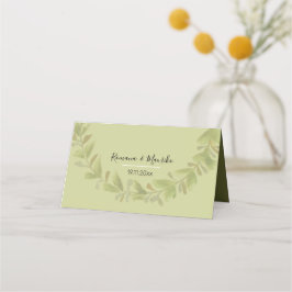 緑エレガントリース水色パーソナライズされた プレイスカード