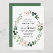 緑エレガントリース赤面結婚フローラ 招待状 (正面/裏面)