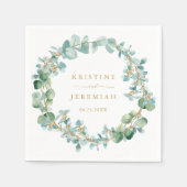 緑エレガントリース金ゴールドユーカリ結婚ス スタンダードカクテルナプキン (正面)