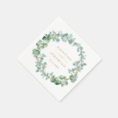 緑エレガントリース金ゴールドユーカリ結婚ス スタンダードカクテルナプキン (角)