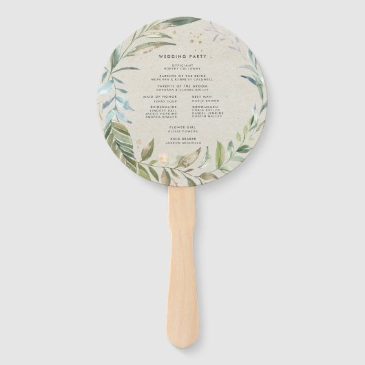 緑エレガントリース |結婚式 プログラムハンドファン ハンドファン (裏面)