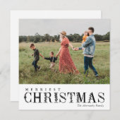 緑エレガントレタリングクリスマスブラック |写真 シーズンカード (正面/裏面)