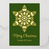 緑エレガントレースのようのスノーフレーク 箔シーズンカード (正面)