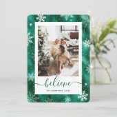 緑エレガント写真スノーフレーク シーズンカード (スタンド正面)