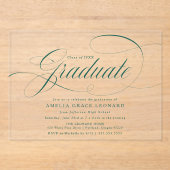 緑エレガント台語卒業パーティー アクリル招待状 (正面)