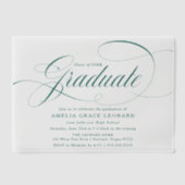 緑エレガント台語卒業パーティー ベラム紙招待状 (正面)