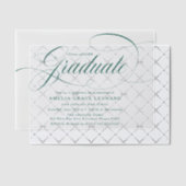 緑エレガント台語卒業パーティー ベラム紙招待状 (オフセット (招待状))