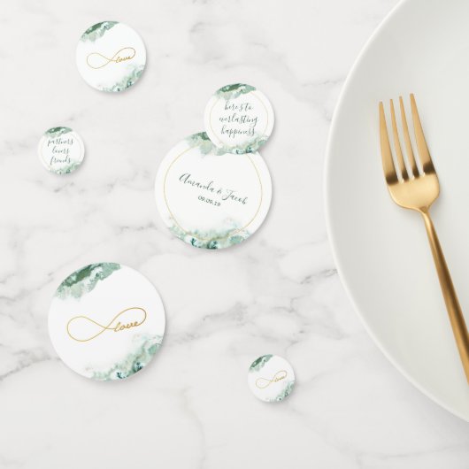 緑エレガント大理石グラデーション金ゴールドラブインフィニティ コンフェッティ (グループ)